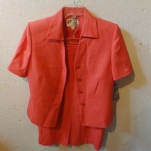 Orange raw silk two piece